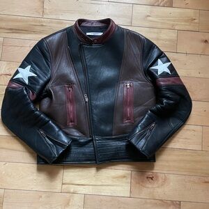 Givenchy Black and Brown lamb skin moto jacket